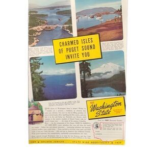 Vintage 1939 Washington State Charmed Isles Golden Jubilee Ad Advertisement